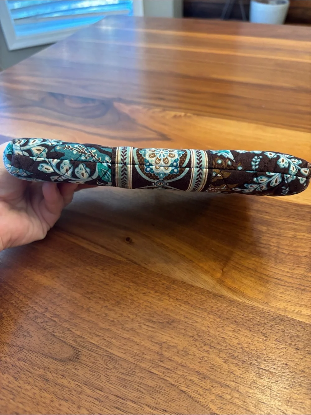 Vera Bradley Paisley Teal Brown Kiss Clasp Double Sided Clutch